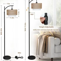 Walker Edison | Boho Arc Floor Lamp for Living Room with 3 Color Temperatures
