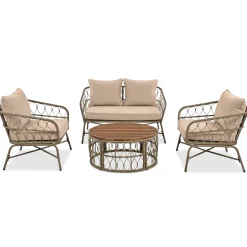 Walker Edison | Boho 4-Piece Outdoor Patio Sofa Set