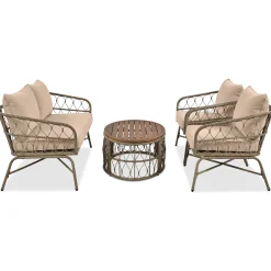 Walker Edison | Boho 4-Piece Outdoor Patio Sofa Set