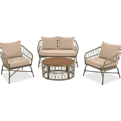 Walker Edison | Boho 4-Piece Outdoor Patio Sofa Set