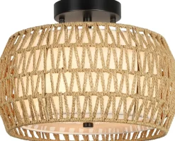 Walker Edison | Boho Rattan Flush Mount Ceiling Light