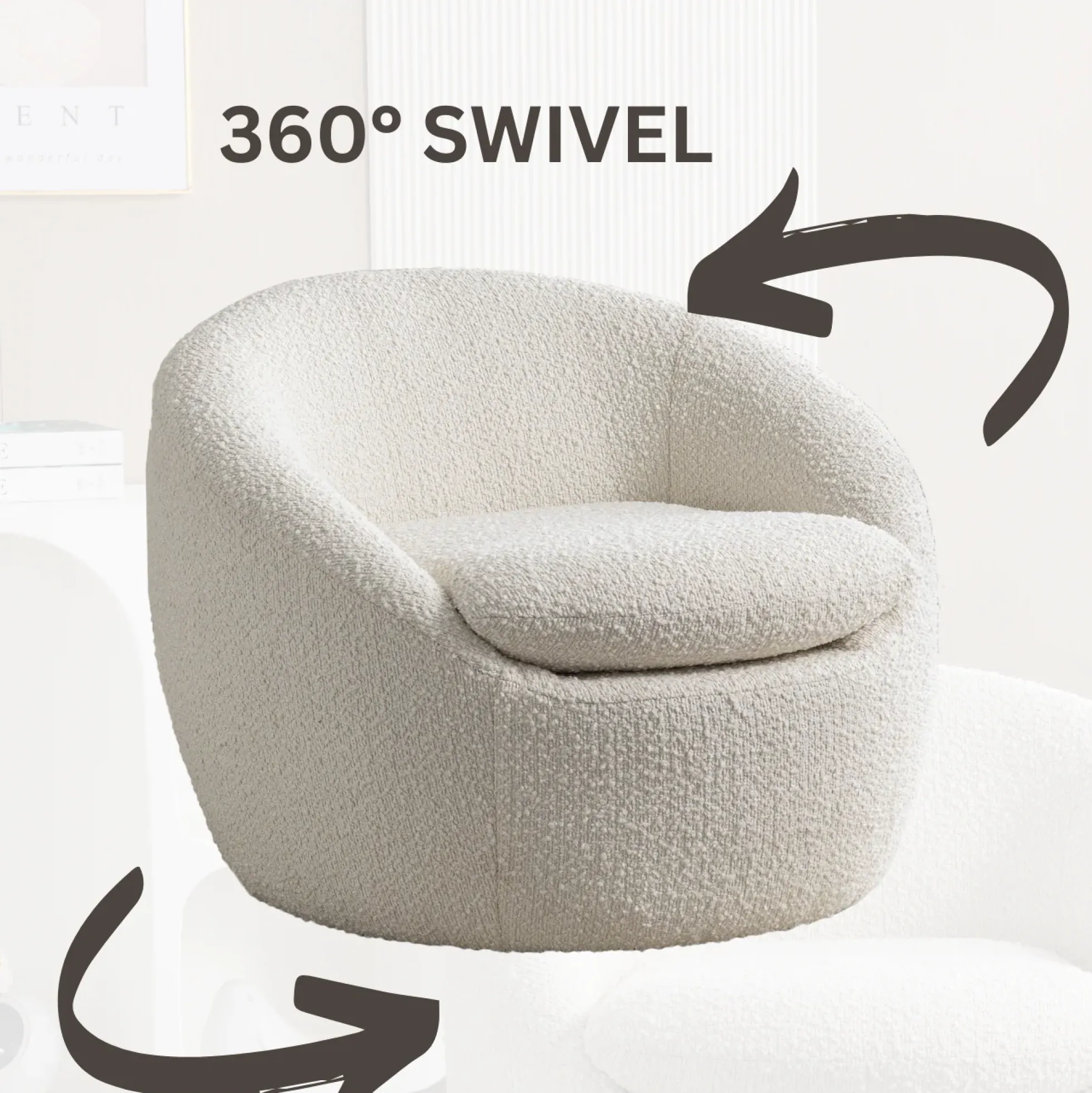 Walker Edison | Boucle Swivel Chair