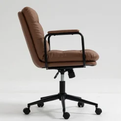 Walker Edison | Brown Ergonomic Faux Leather Desk Rolling Swivel Chair