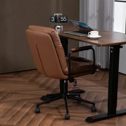 Walker Edison | Brown Ergonomic Faux Leather Desk Rolling Swivel Chair