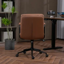 Walker Edison | Brown Ergonomic Faux Leather Desk Rolling Swivel Chair