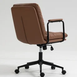 Walker Edison | Brown Ergonomic Faux Leather Desk Rolling Swivel Chair