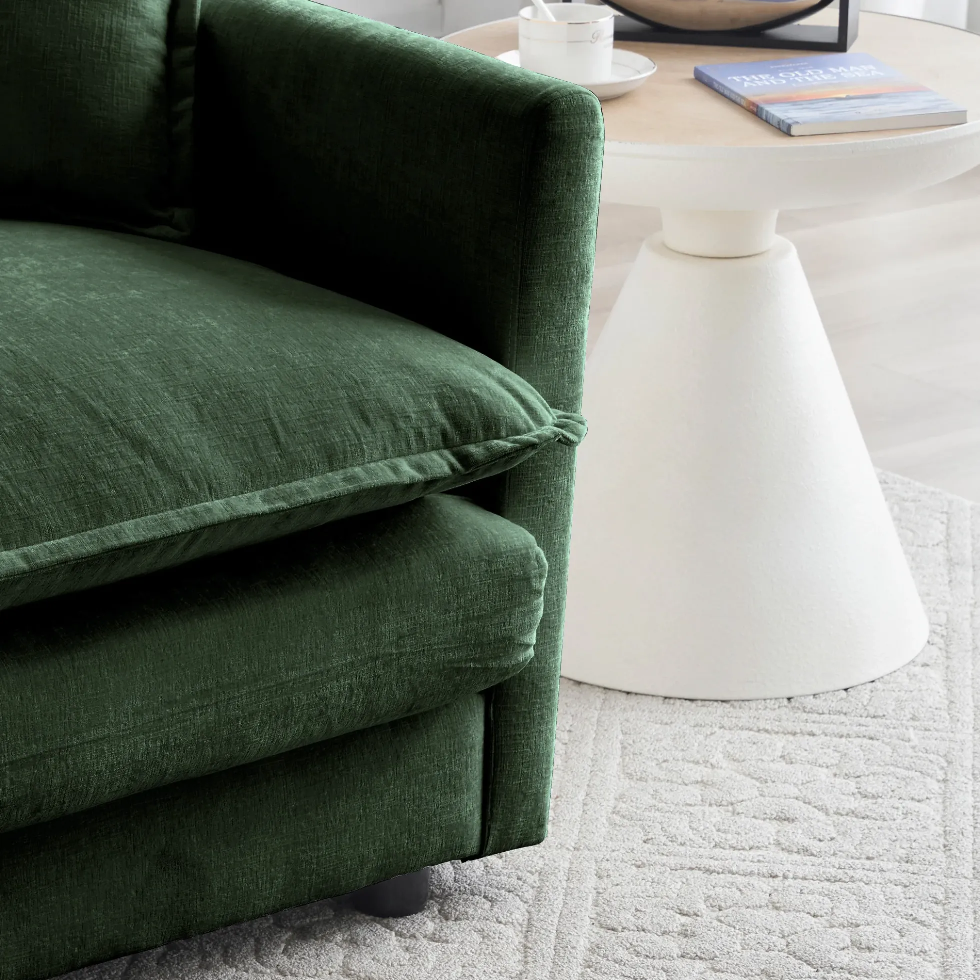 Walker Edison | Chenille Cloud Accent Chair with Ottoman Set
