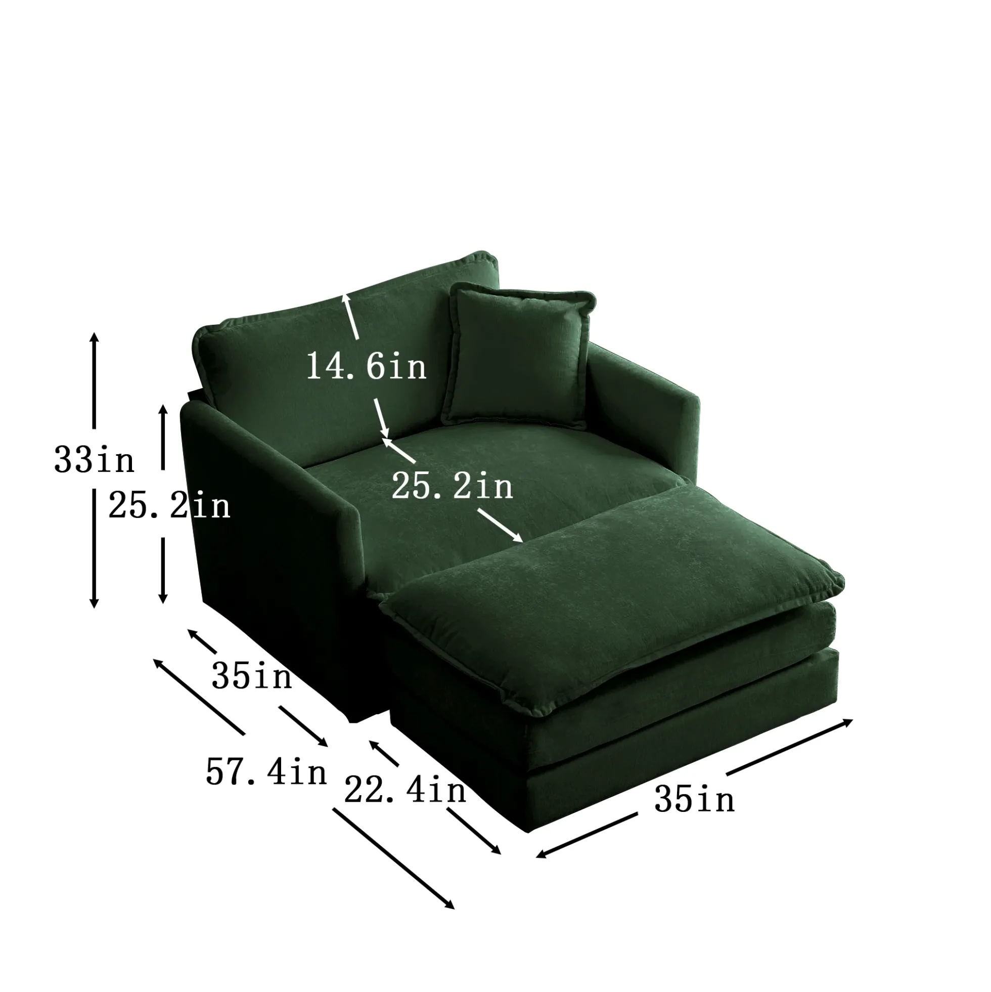 Walker Edison | Chenille Cloud Accent Chair with Ottoman Set