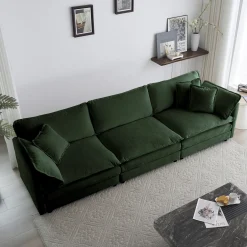 Walker Edison | Chenille Modular Cloud Couch with L-Shaped Sectional and Ottoman