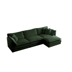Walker Edison | Chenille Modular Cloud Couch with L-Shaped Sectional and Ottoman