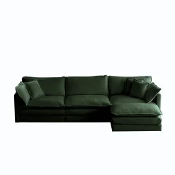 Walker Edison | Chenille Modular Cloud Couch with L-Shaped Sectional and Ottoman
