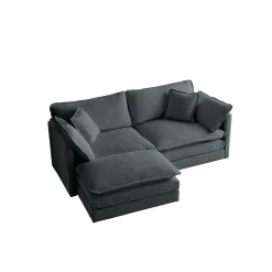 Walker Edison | Chenille Two-Seater Sofa with Ottoman