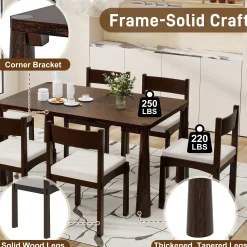 Walker Edison | Classic Modern 7-Piece Dining Table Set for 6