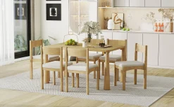 Walker Edison | Classic Modern 7-Piece Dining Table Set for 6