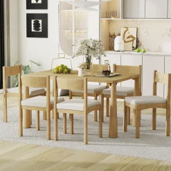 Walker Edison | Classic Modern 7-Piece Dining Table Set for 6