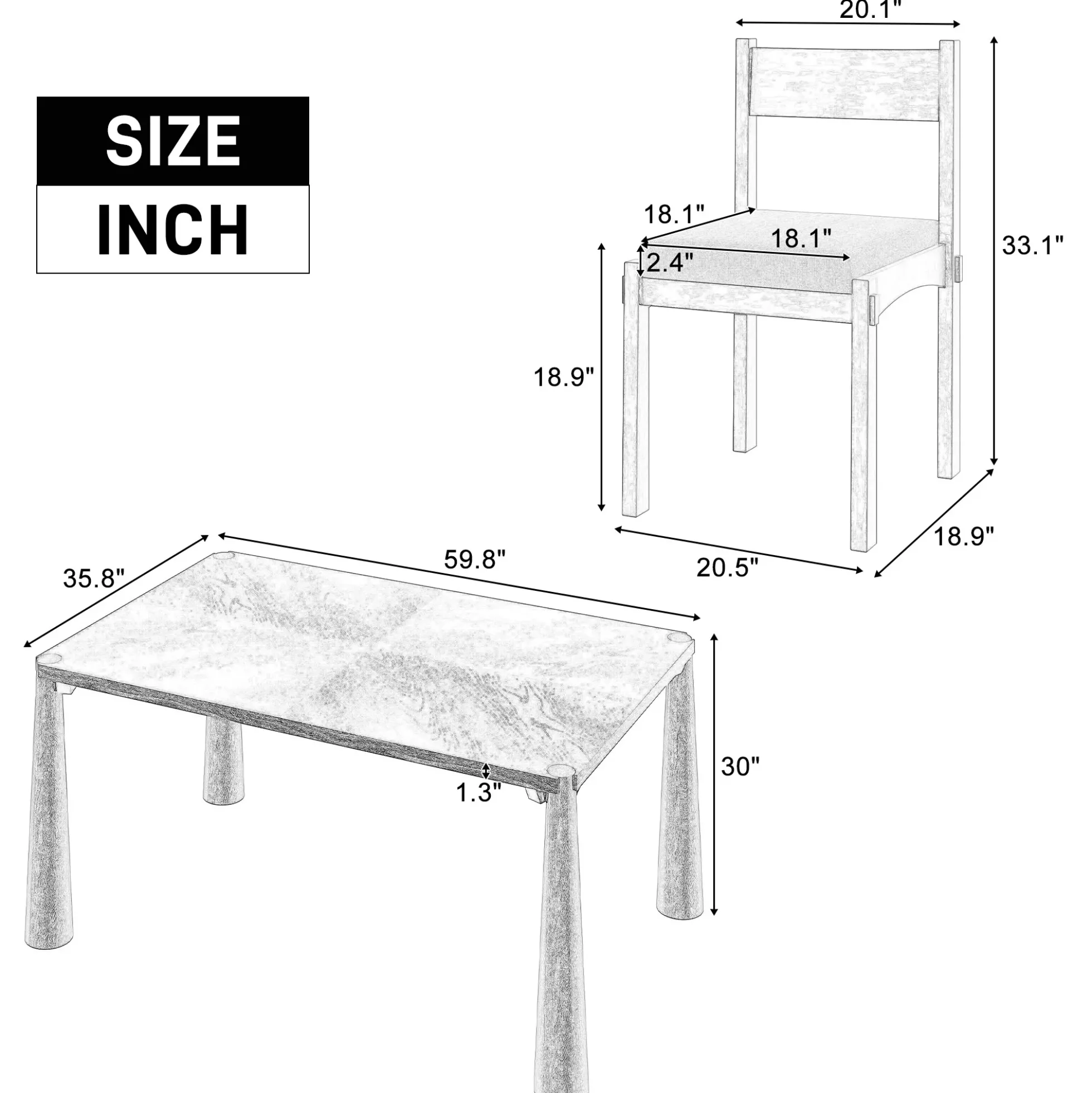 Walker Edison | Classic Modern 7-Piece Dining Table Set for 6
