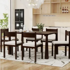 Walker Edison | Classic Modern 7-Piece Dining Table Set for 6