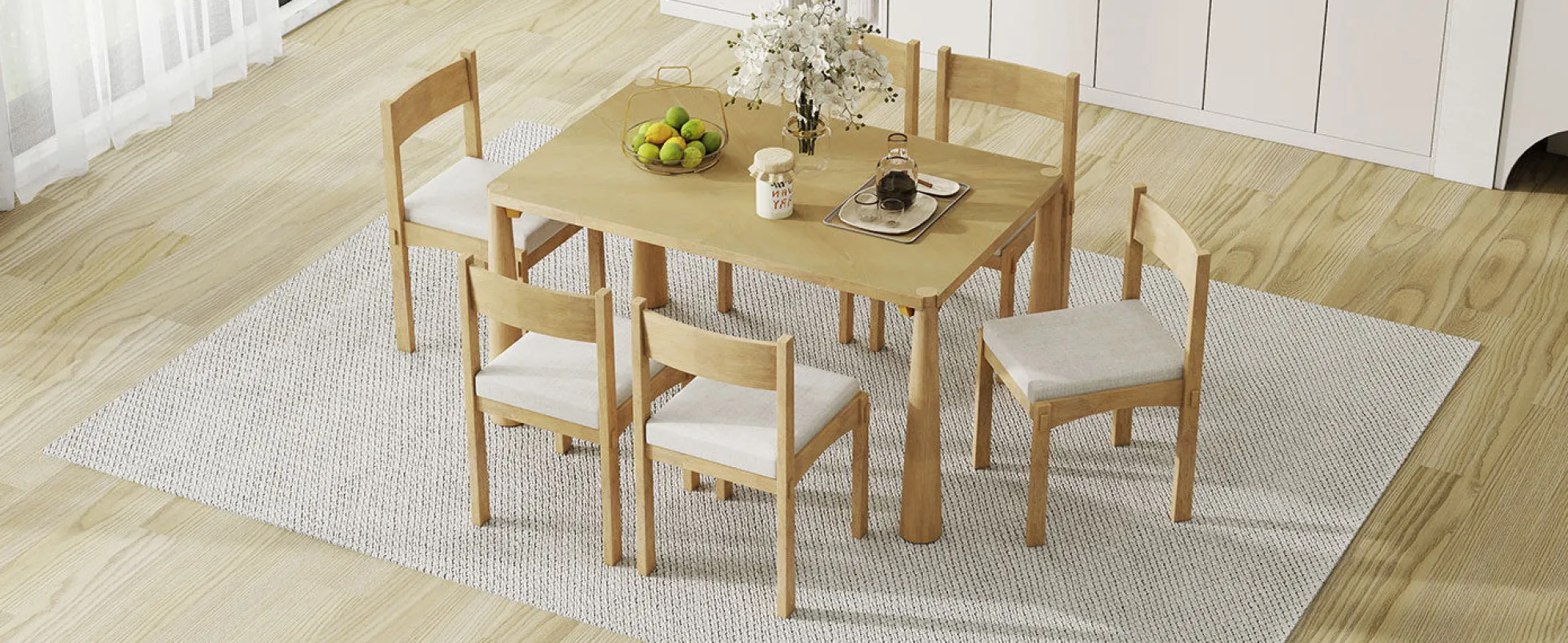 Walker Edison | Classic Modern 7-Piece Dining Table Set for 6