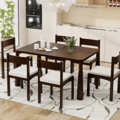 Walker Edison | Classic Modern 7-Piece Dining Table Set for 6