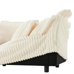 Walker Edison | Cloud Cream Corduroy Slipcovered Sectional Sofa with Ottoman