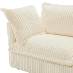 Walker Edison | Cloud Cream Corduroy Slipcovered Sectional Sofa with Ottoman