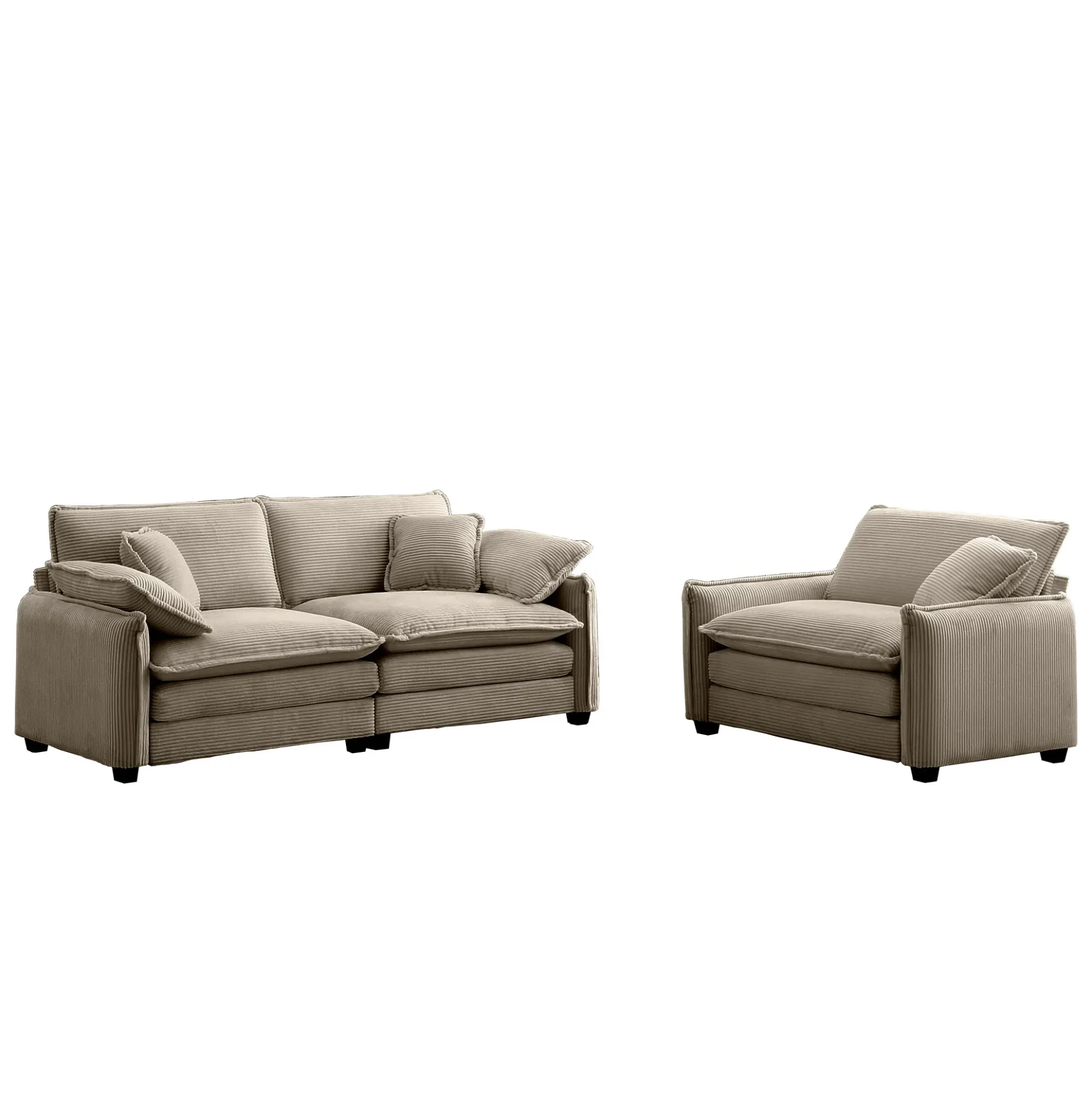 Walker Edison | Cloud Deep Seat Loveseat Sofa Set