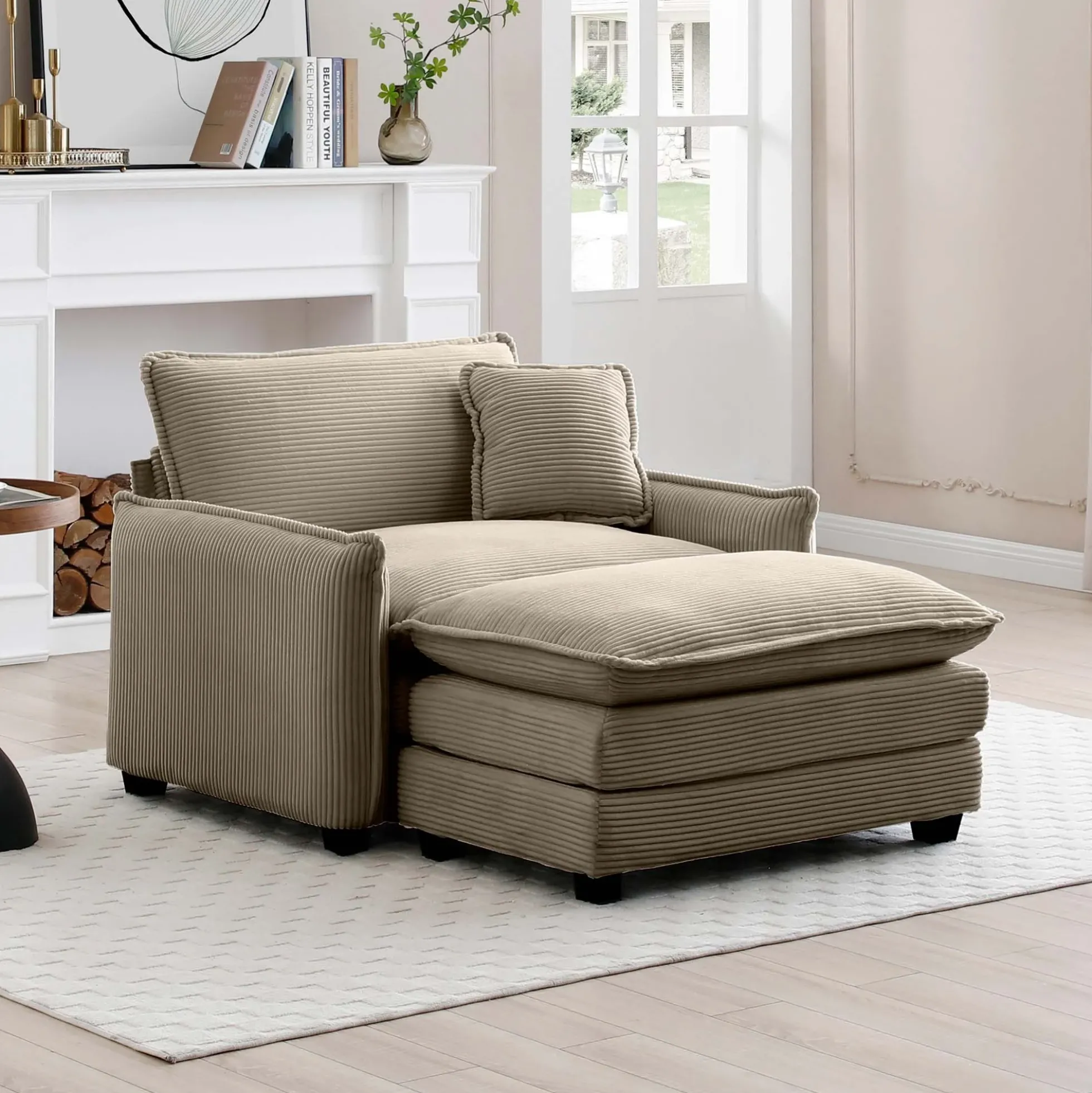 Walker Edison | Cloud Deep Sofa Chair With Ottoman