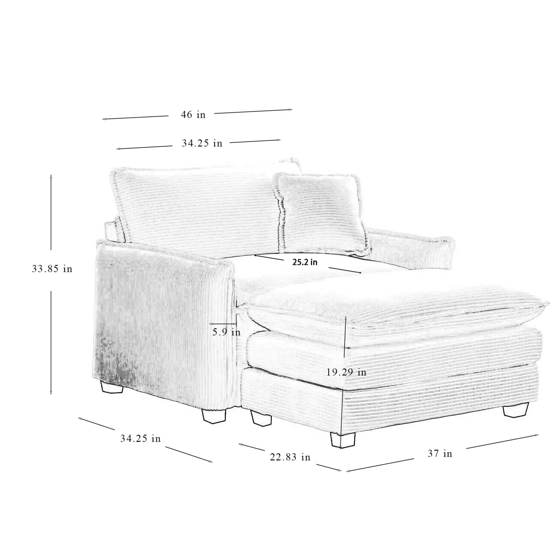 Walker Edison | Cloud Deep Sofa Chair With Ottoman