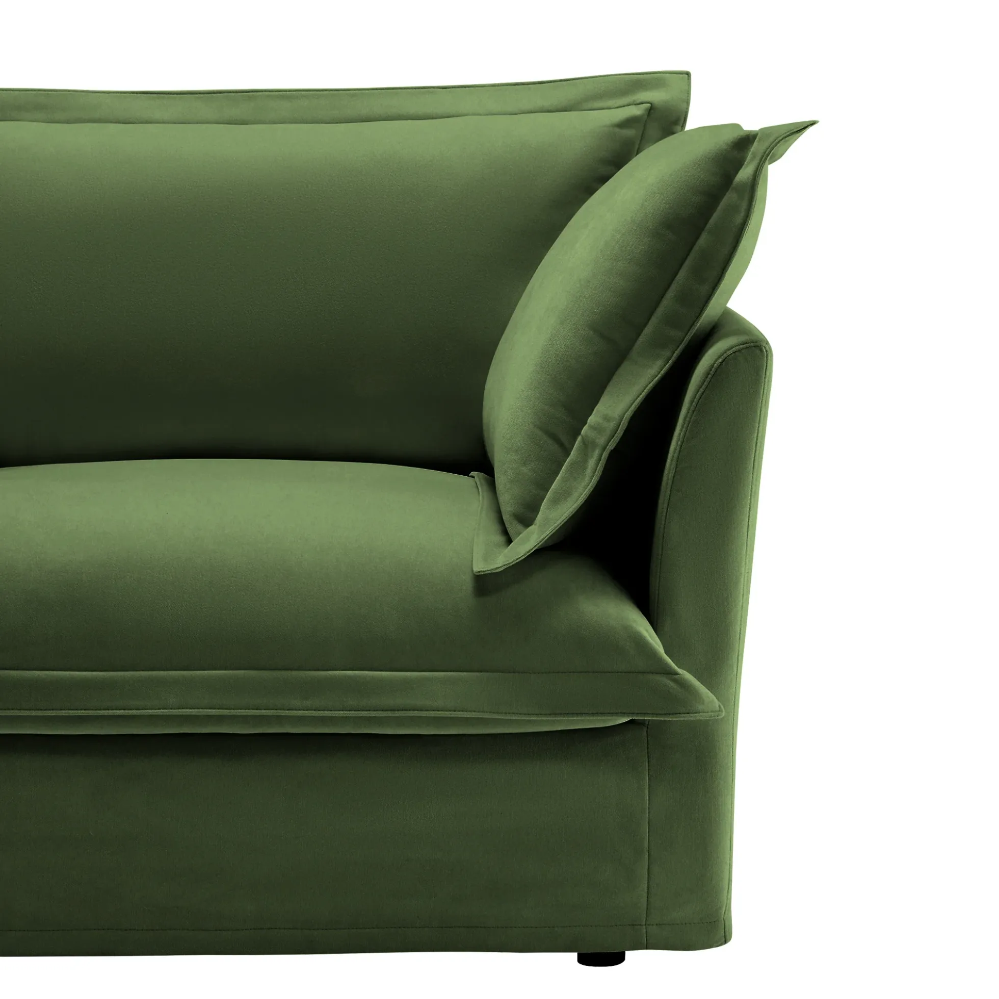 Walker Edison | Cloud Deep Seat Slipcovered Armchair with Ottoman