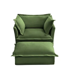 Walker Edison | Cloud Deep Seat Slipcovered Armchair with Ottoman