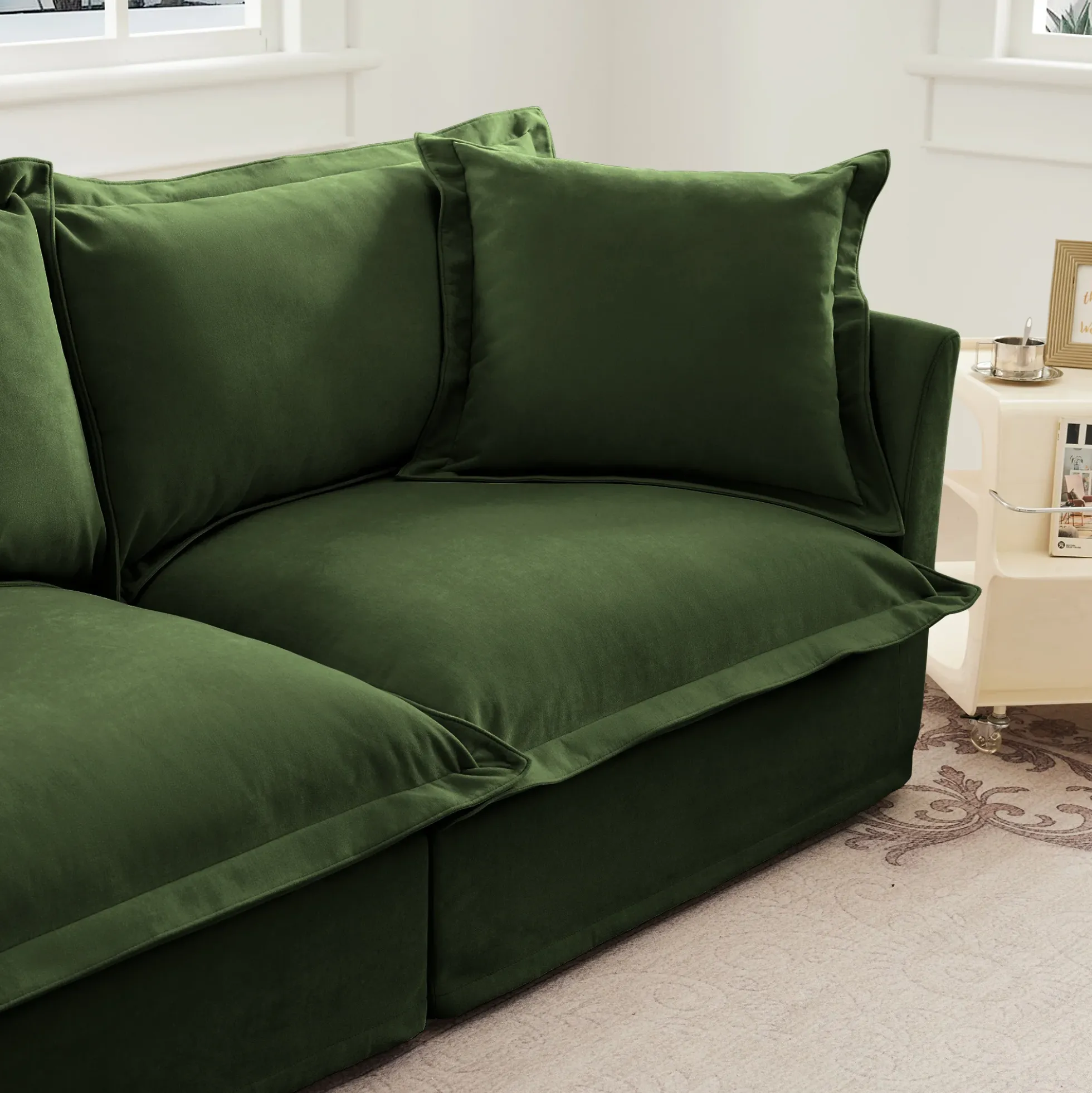 Walker Edison | Cloud Deep Seat Slipcovered Armchair with Ottoman