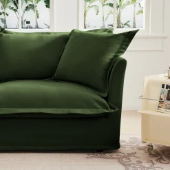 Walker Edison | Cloud Deep Seat Slipcovered Armchair with Ottoman