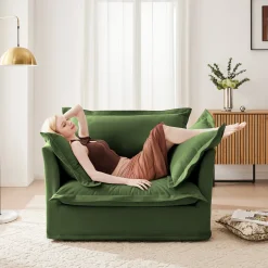 Walker Edison | Cloud Deep Seat Slipcovered Armchair with Ottoman