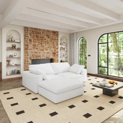 Walker Edison | Cloud Down Filled Comfort Modular Sectional Sofa Couch with Storage Ottoman