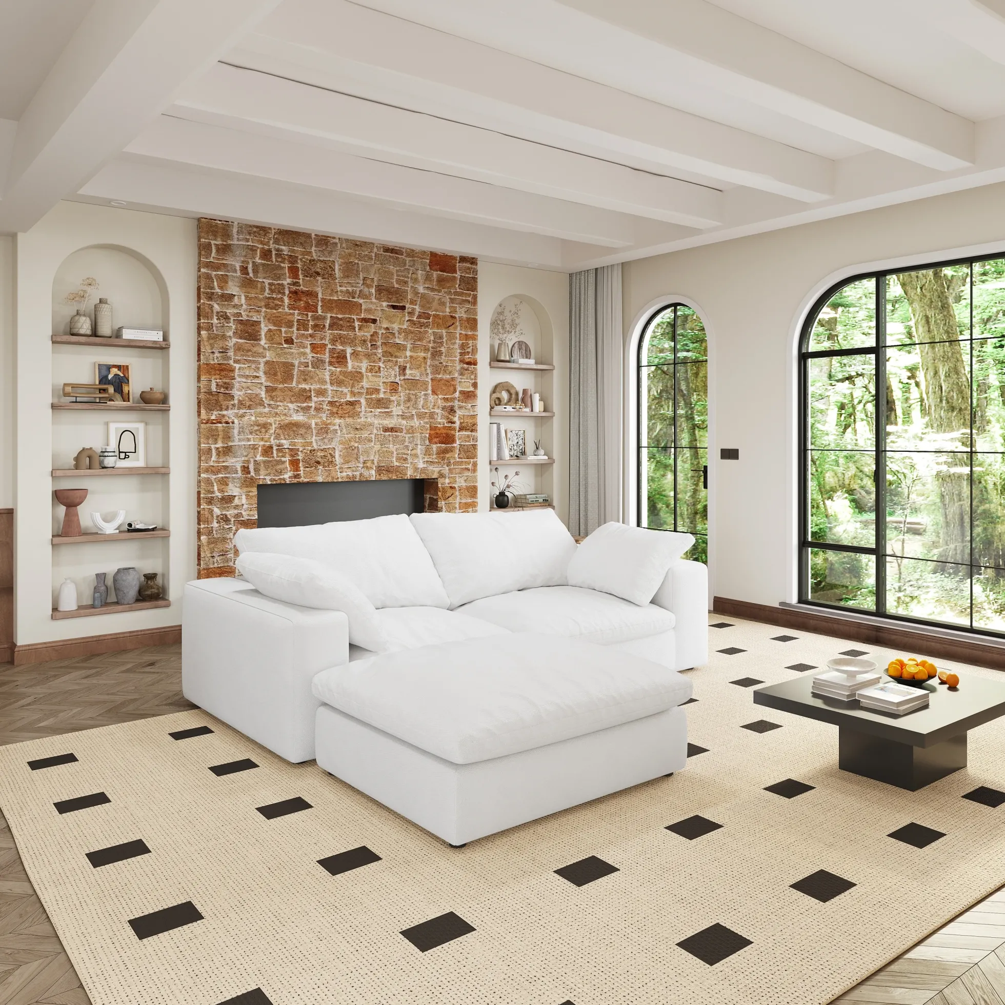 Walker Edison | Cloud Down Filled Comfort Modular Sectional Sofa Couch with Storage Ottoman