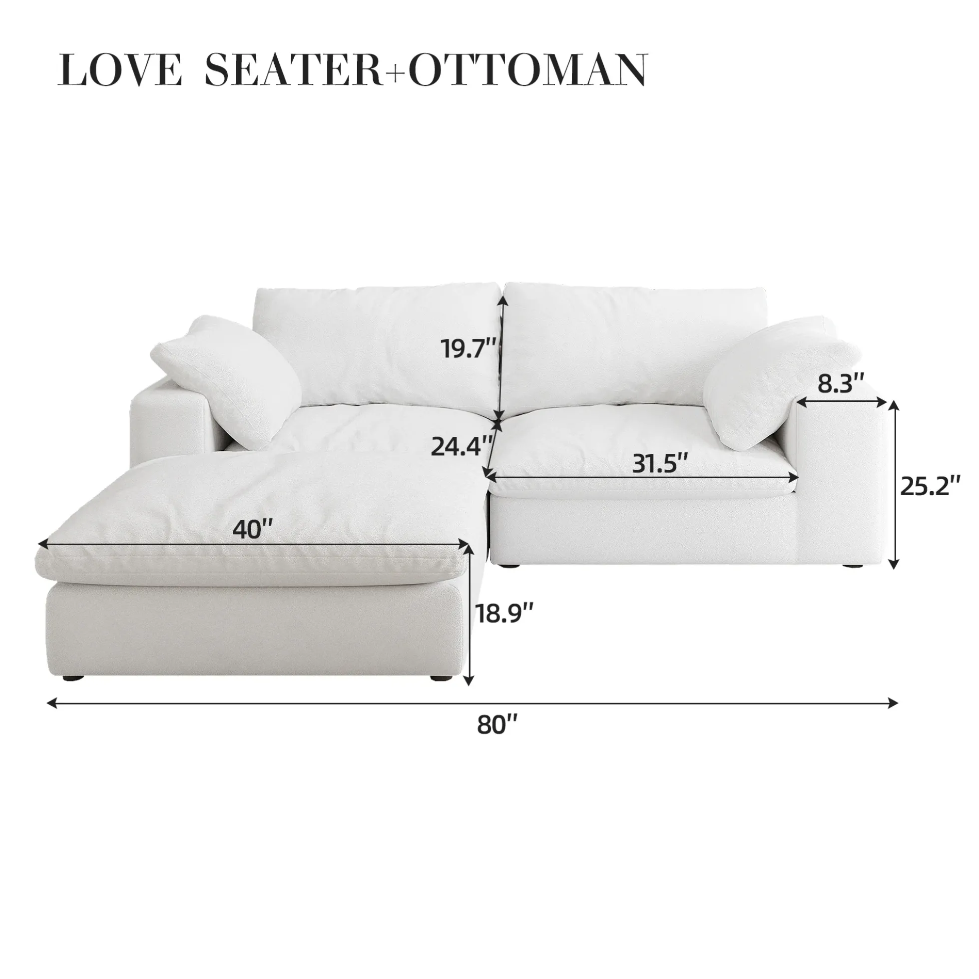 Walker Edison | Cloud Down Filled Comfort Modular Sectional Sofa Couch with Storage Ottoman