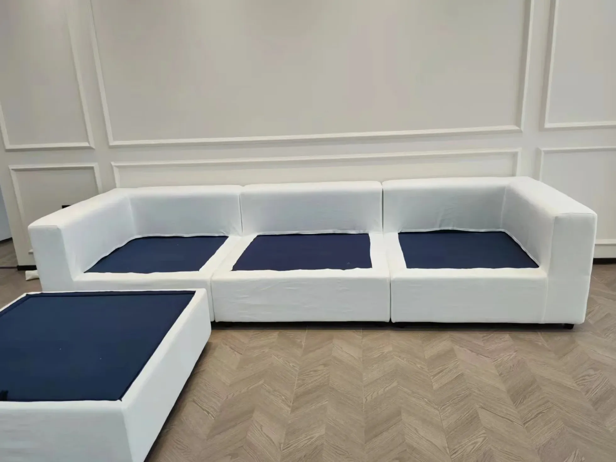 Walker Edison | Cloud Down Filled Comfort Modular Sectional Sofa Couch with Storage Ottoman