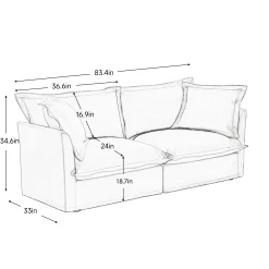 Walker Edison | Cloud Slipcovered Loveseat Sectional with Ottoman
