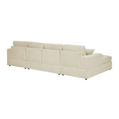 Walker Edison | Coastal Beige Corduroy Double-Chaise Cloud Sectional Sofa