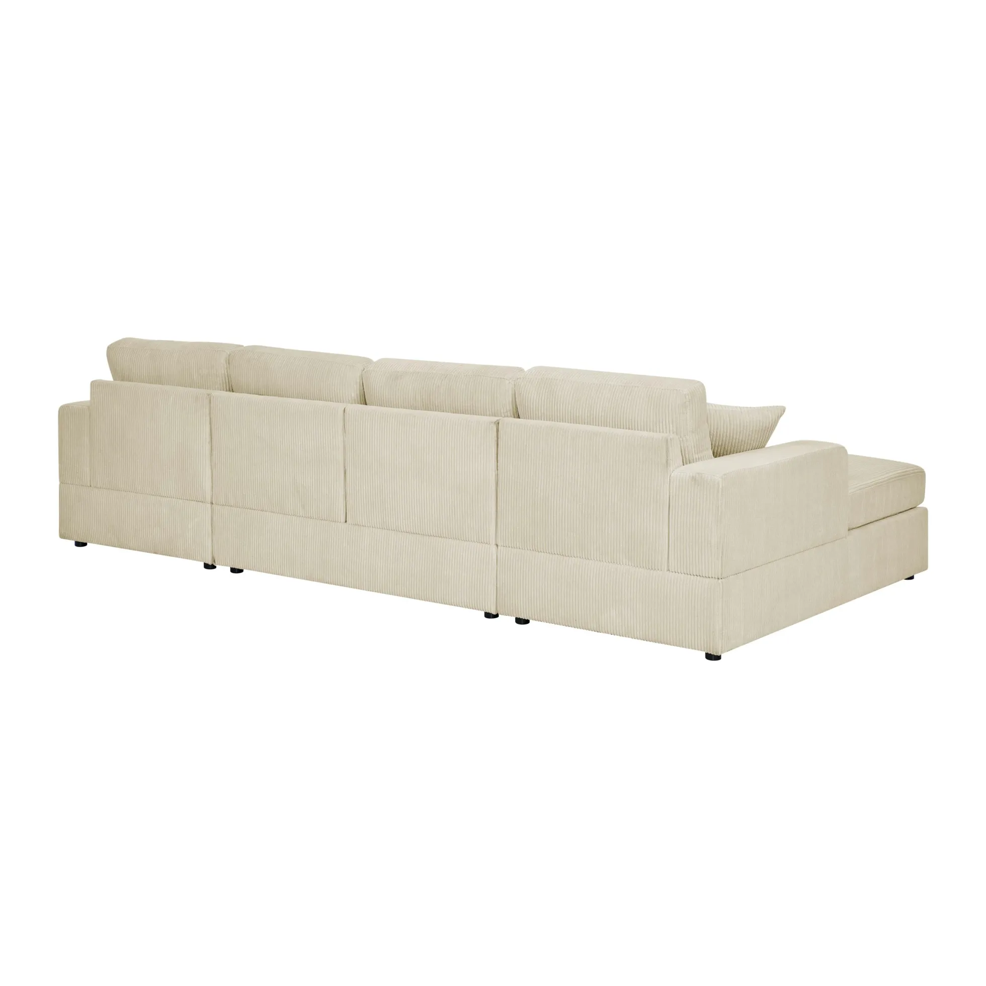 Walker Edison | Coastal Beige Corduroy Double-Chaise Cloud Sectional Sofa