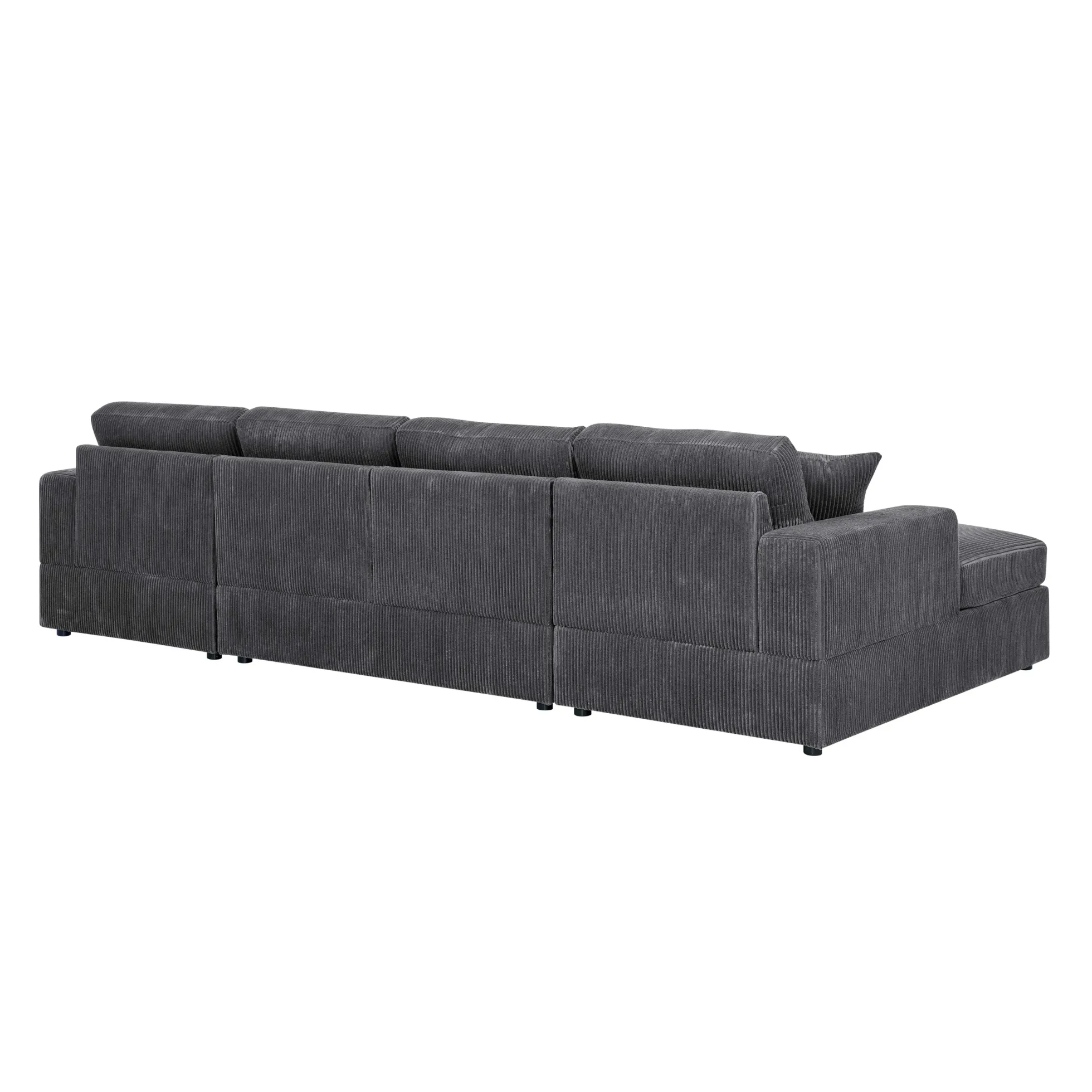 Walker Edison | Coastal Grey Corduroy Double-Chaise Cloud Sectional Sofa