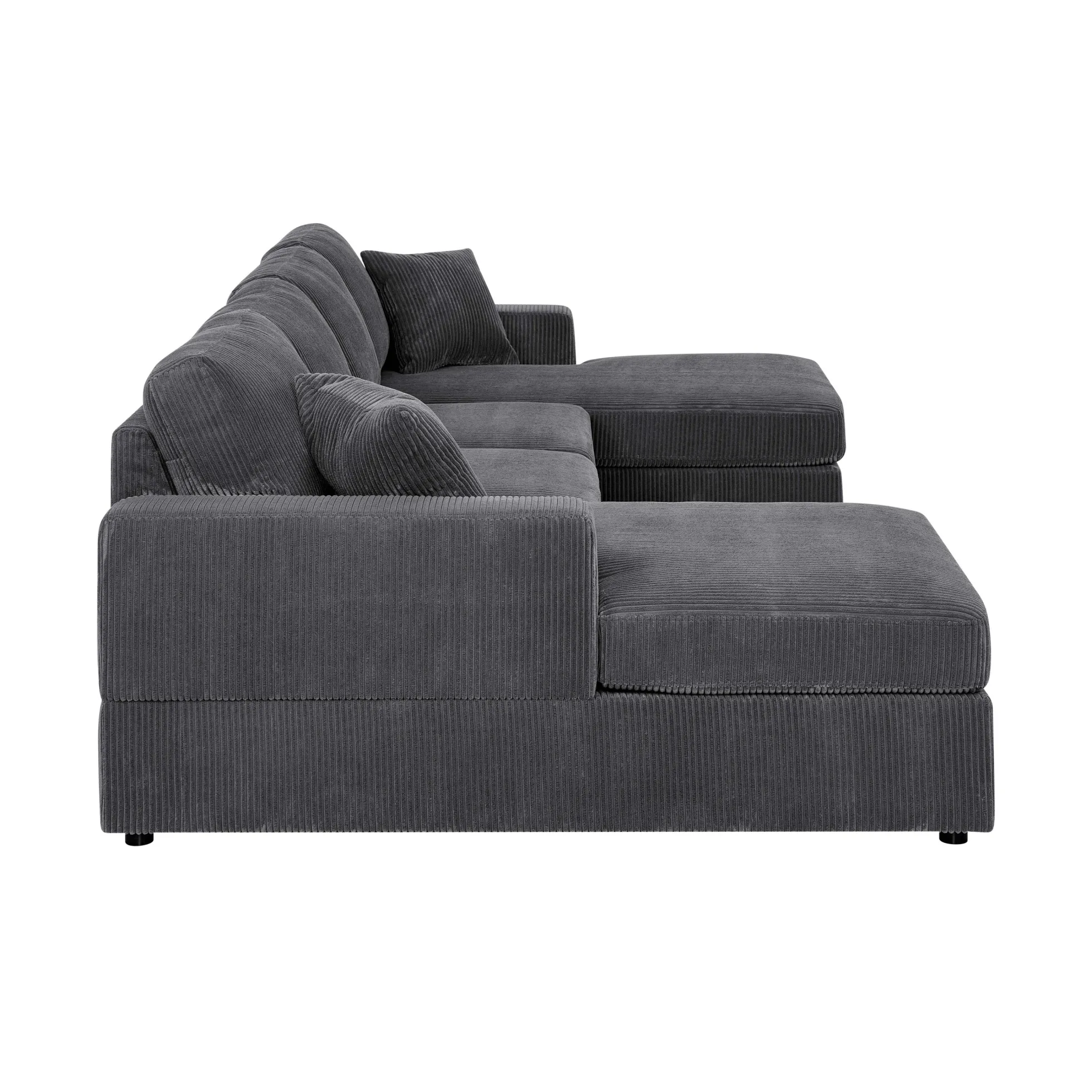 Walker Edison | Coastal Grey Corduroy Double-Chaise Cloud Sectional Sofa