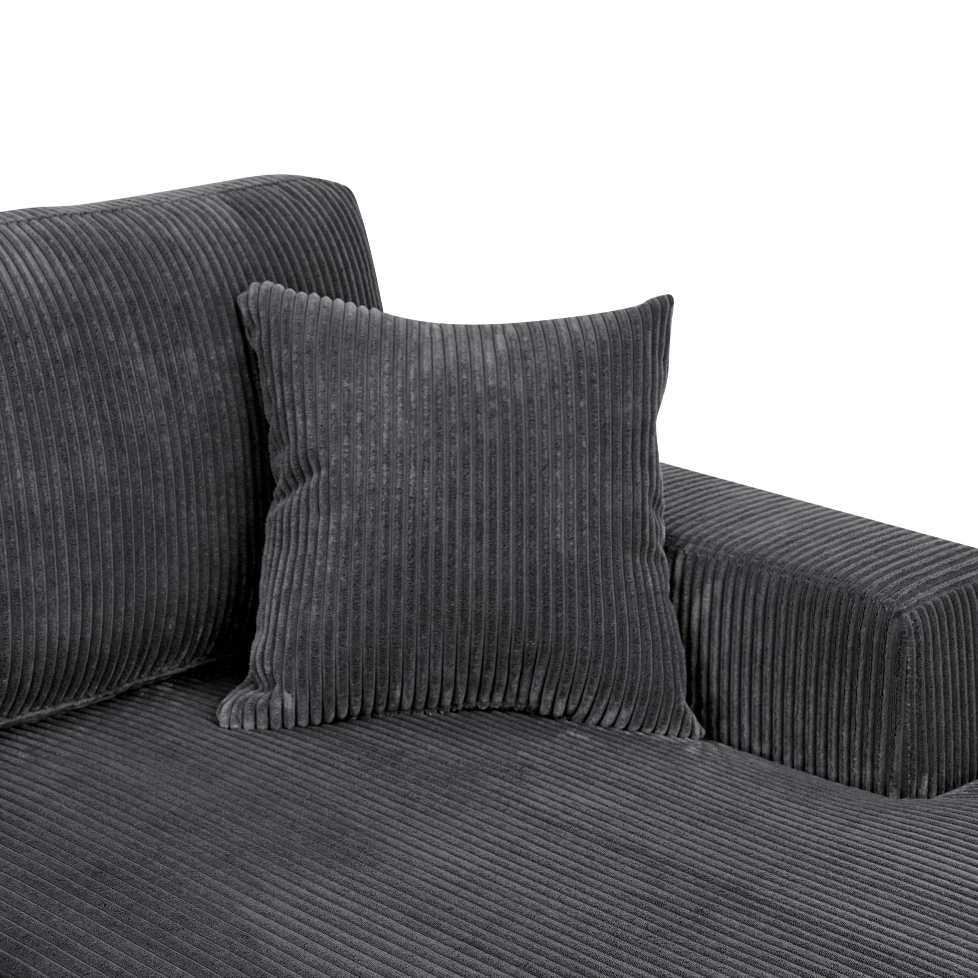 Walker Edison | Coastal Grey Corduroy Double-Chaise Cloud Sectional Sofa
