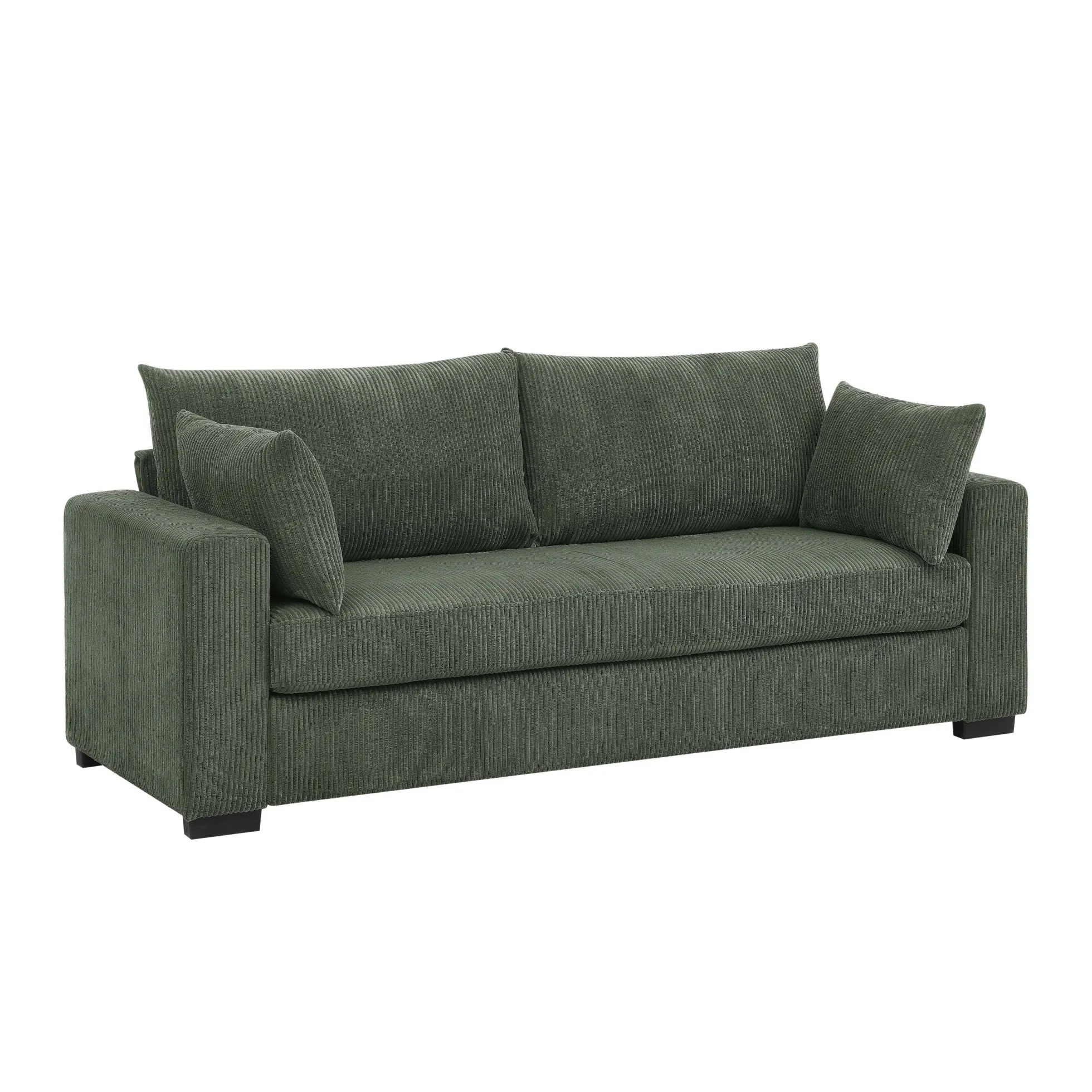 Walker Edison | Coastal Green Corduroy Loveseat Cloud Sofa