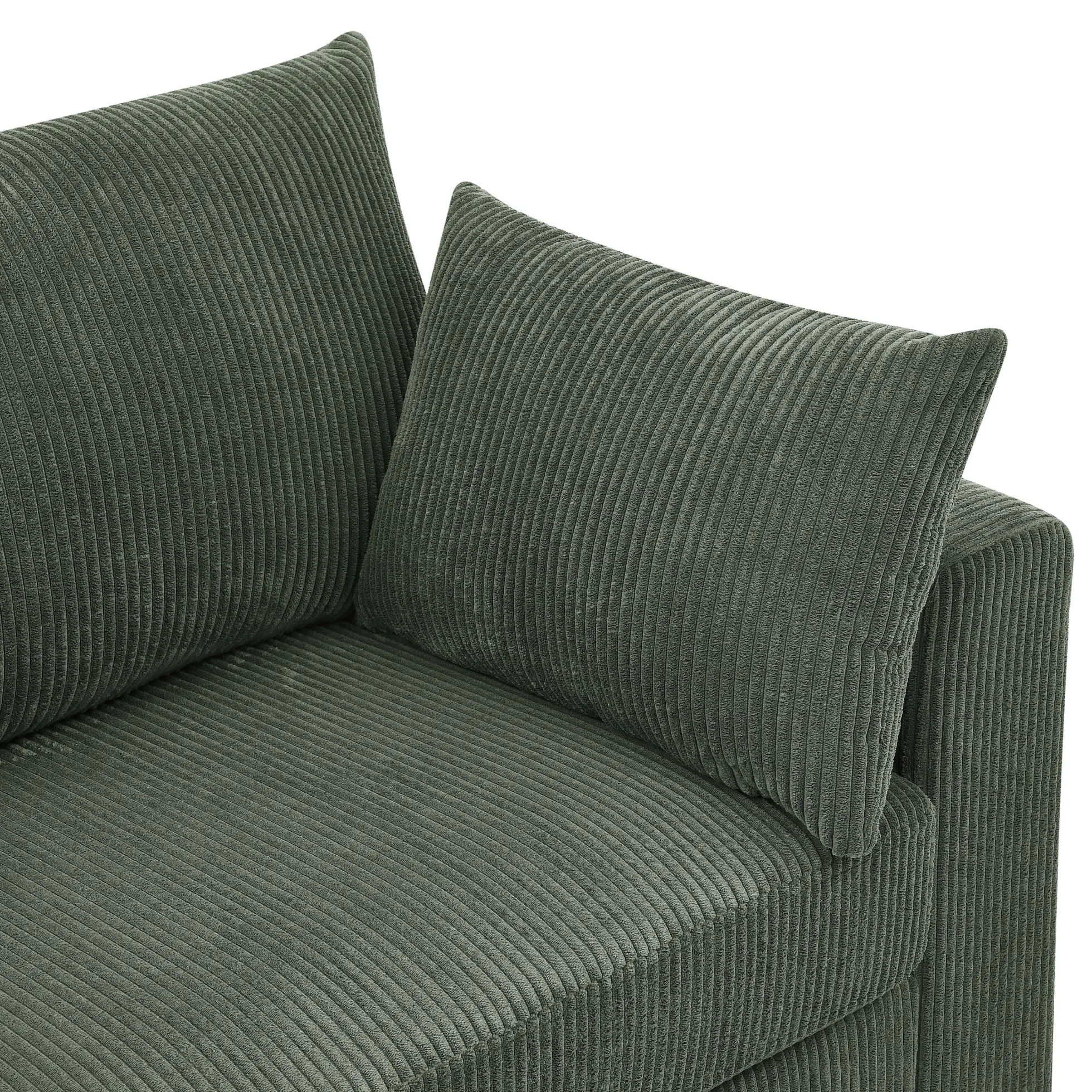 Walker Edison | Coastal Green Corduroy Loveseat Cloud Sofa