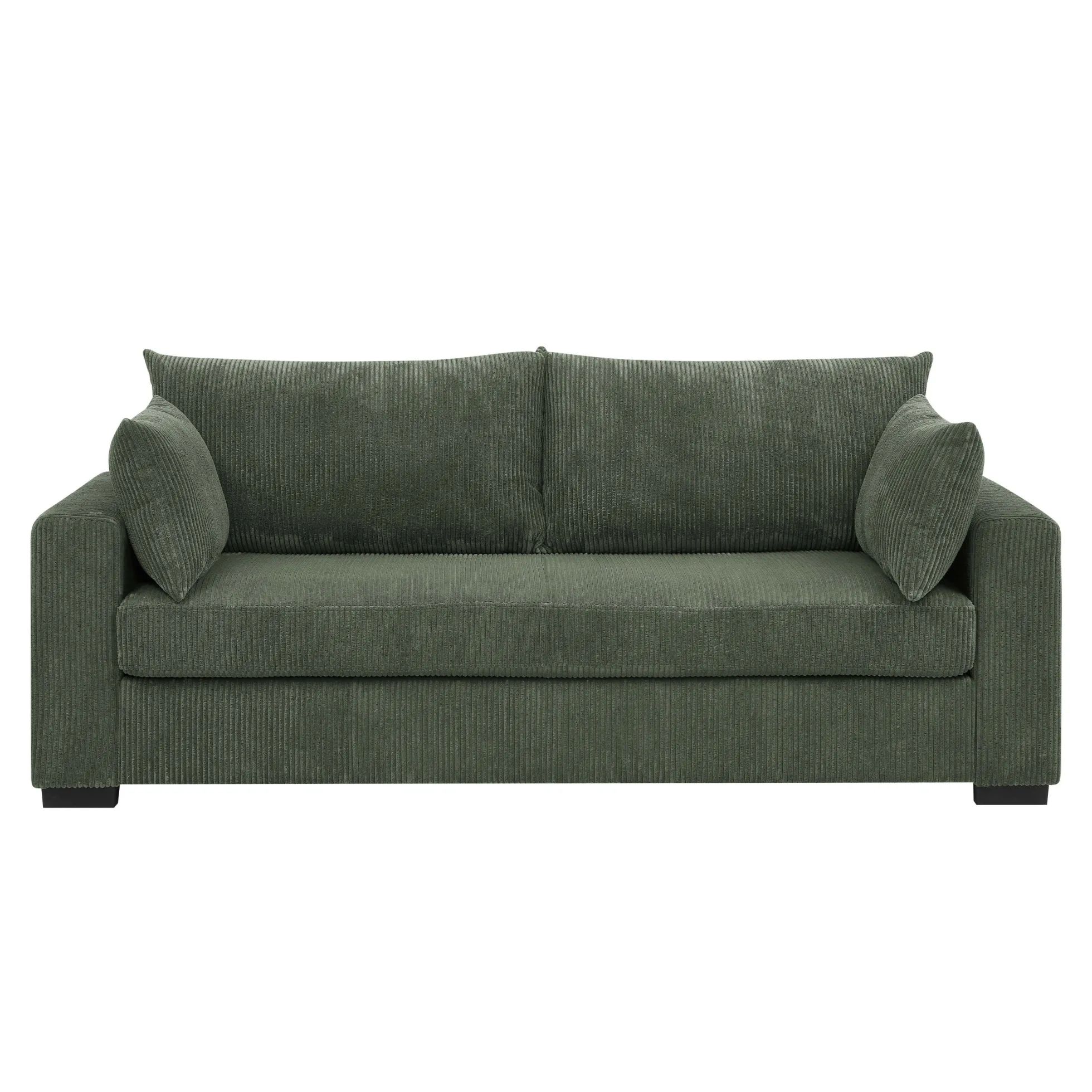 Walker Edison | Coastal Green Corduroy Loveseat Cloud Sofa