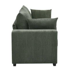 Walker Edison | Coastal Green Corduroy Loveseat Cloud Sofa
