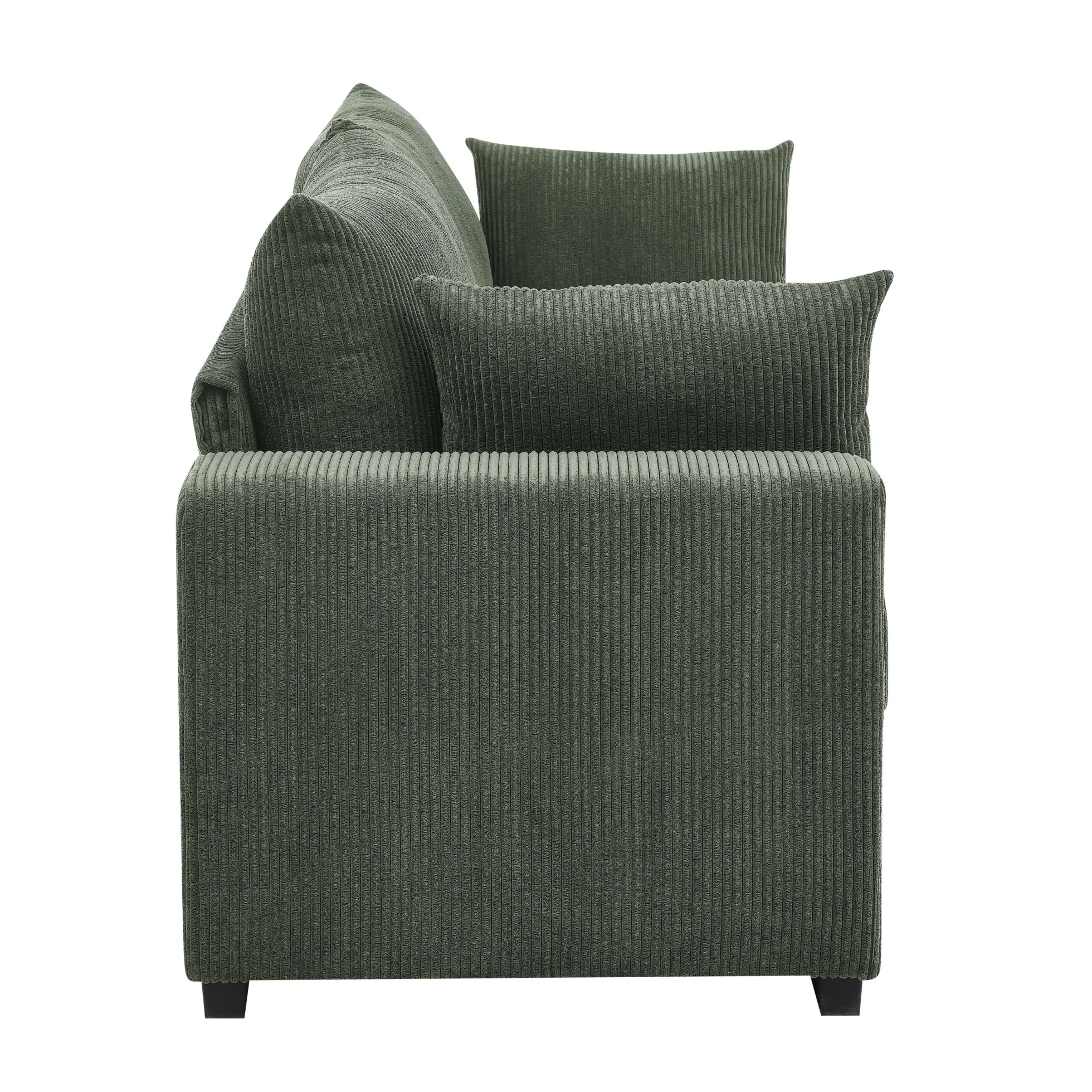 Walker Edison | Coastal Green Corduroy Loveseat Cloud Sofa