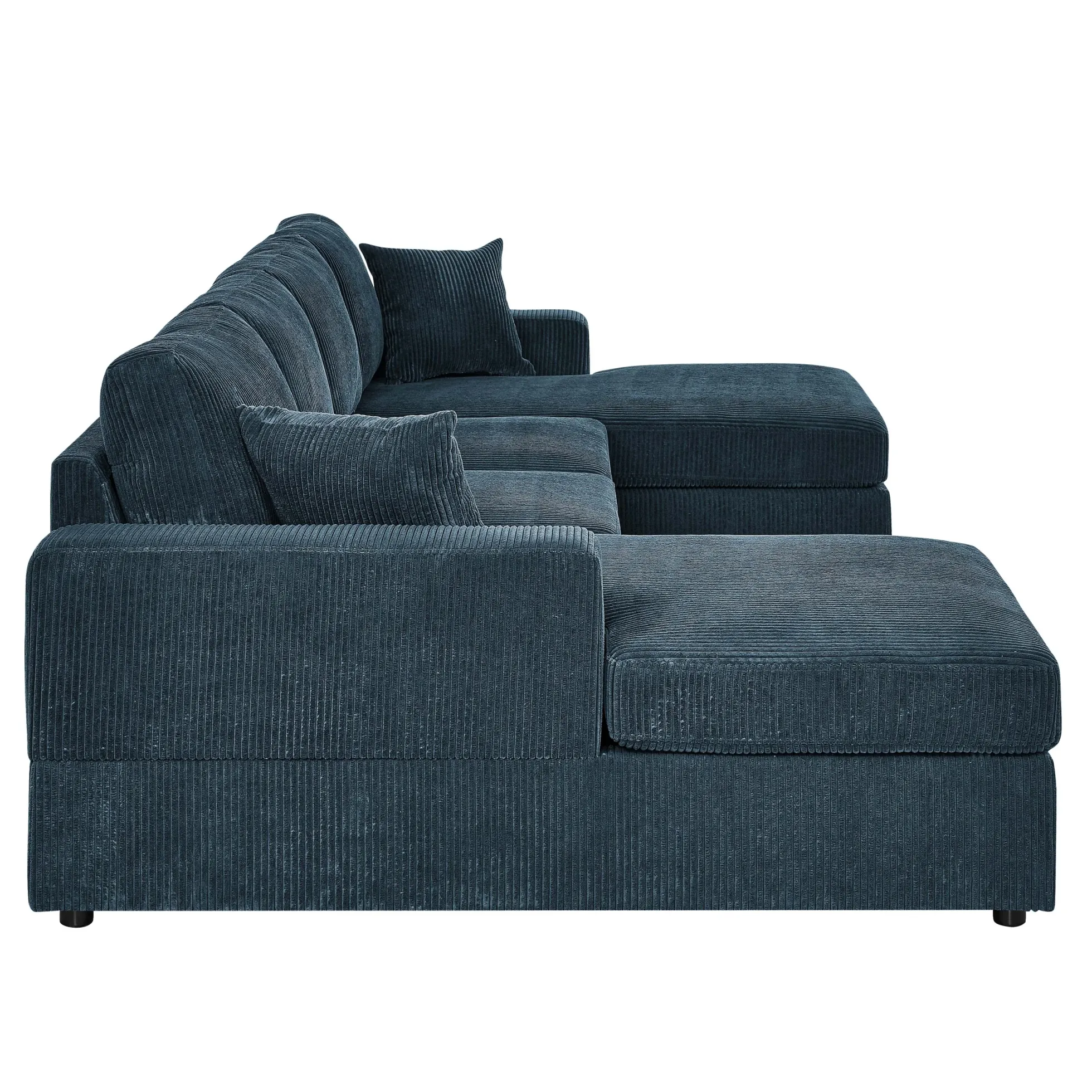 Walker Edison | Coastal Teal Corduroy Double Chaise Cloud Sectional Sofa