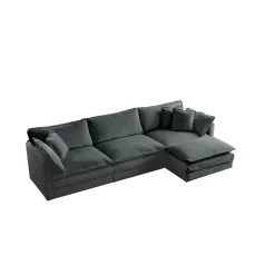 Walker Edison | Comfy Modular Cloud L Shaped Sectional Sofa With Ottoman